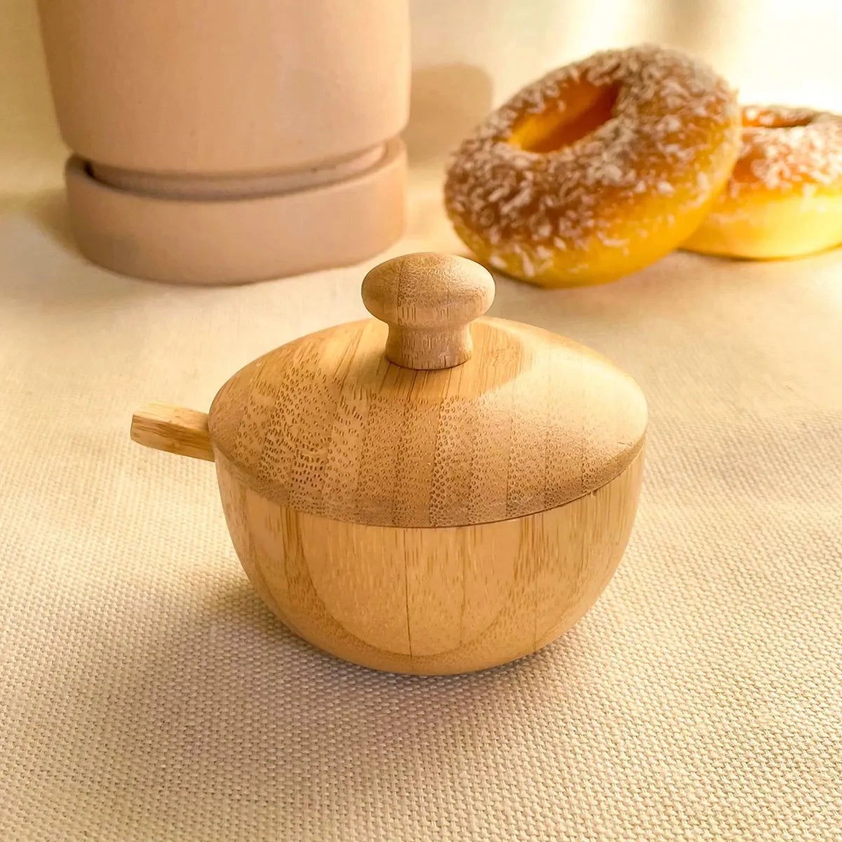 Açucareiro de Bambu Verona com Colher Lyor 8 x 7,5 cm